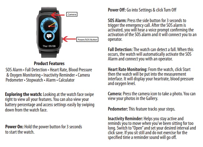 Senior Wearable Smartwatch, Cellular Medical Alert Device | Fall Detection