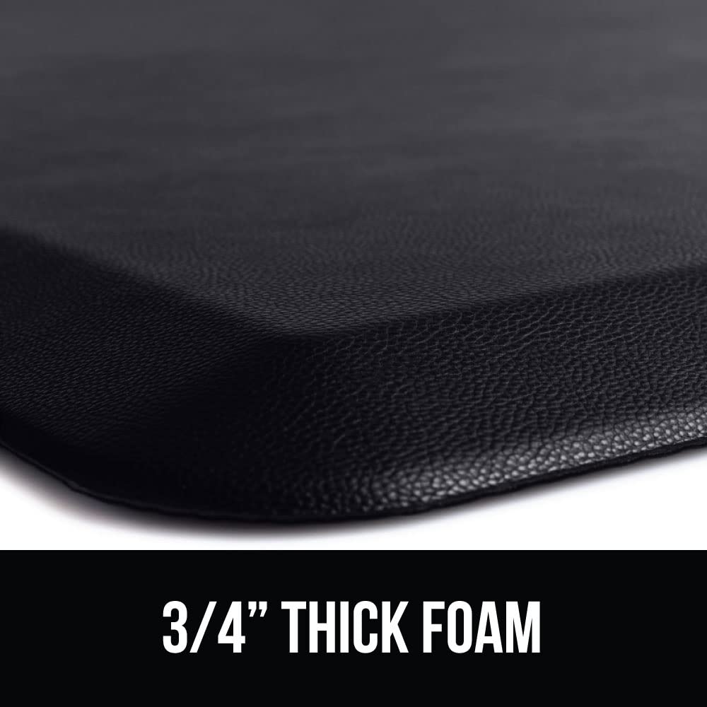 GORILLA GRIP Cushioned Anti Fatigue Mats for Kitchen Floor, Ergonomic Standing Office Desk Mat, Waterproof Scratch Resistant Pebbled Top, Supportive Comfort Padded Foam Rugs, 17x24, 3/4" Thick, Black