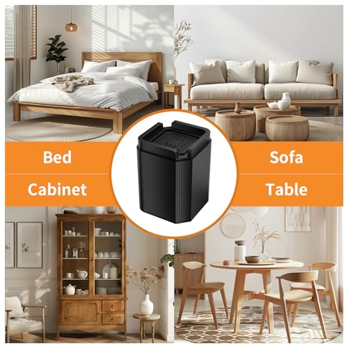 MAYZOLOP Bed Risers 4 inch, Adjustable Furniture Risers, 4 Pack Heavy Duty Couch Lift Risers, Bed Lifts risers, Couch risers, Support Up to 2000 Lbs, Bed Lifts for Sofa, Bed, Cabinet and Desk Legs