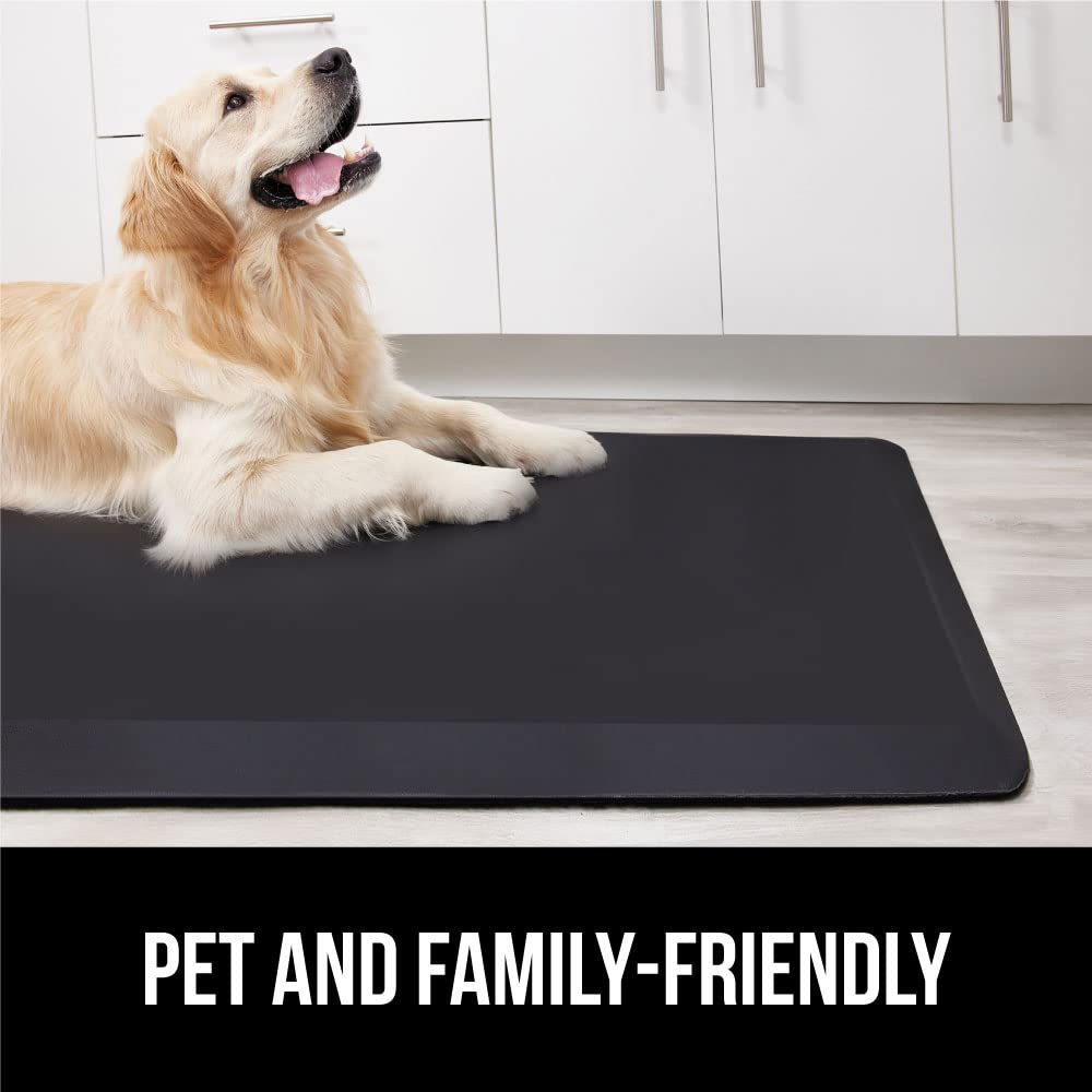 GORILLA GRIP Cushioned Anti Fatigue Mats for Kitchen Floor, Ergonomic Standing Office Desk Mat, Waterproof Scratch Resistant Pebbled Top, Supportive Comfort Padded Foam Rugs, 17x24, 3/4" Thick, Black