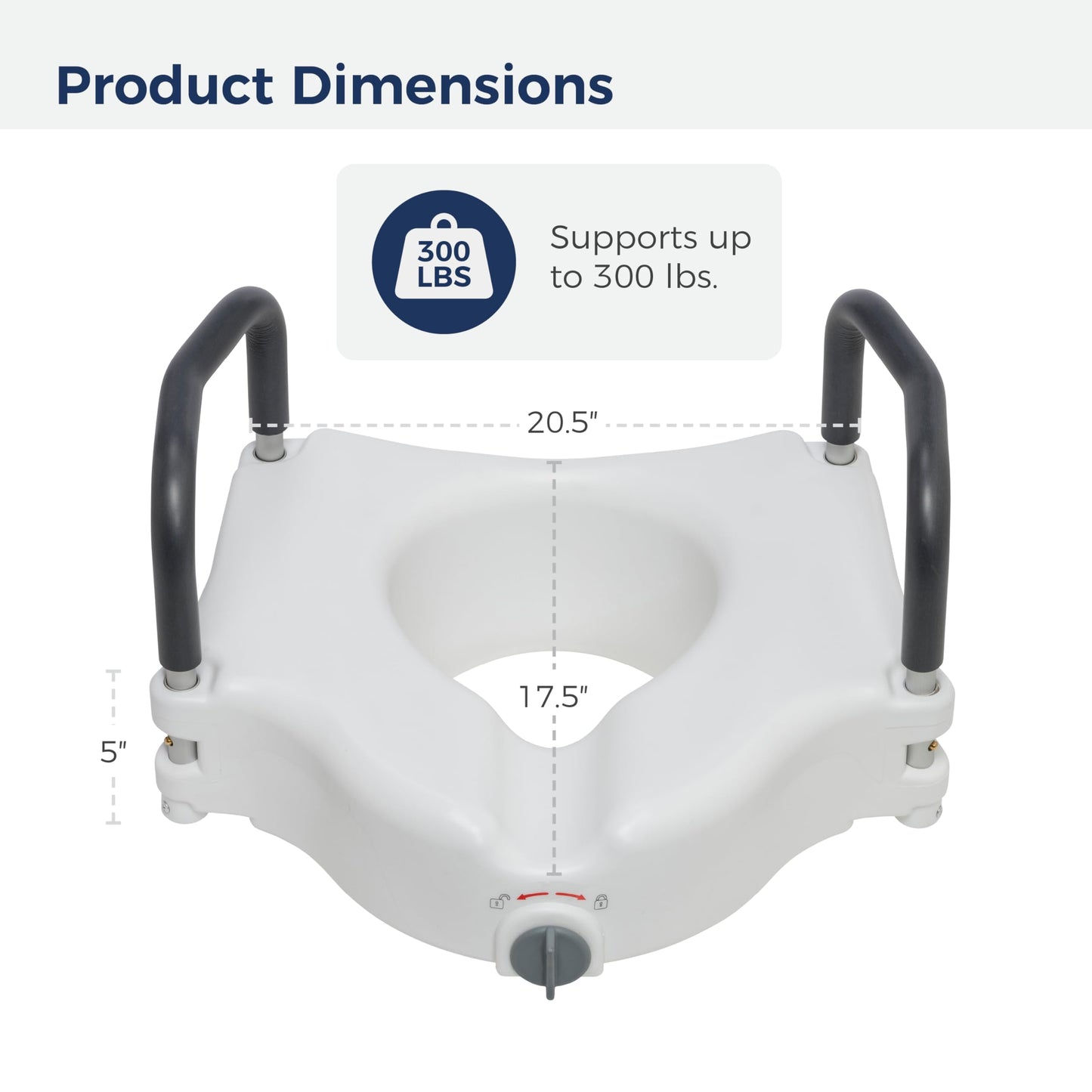 2-in-1 Raised Toilet Seat with Removable Padded Arms