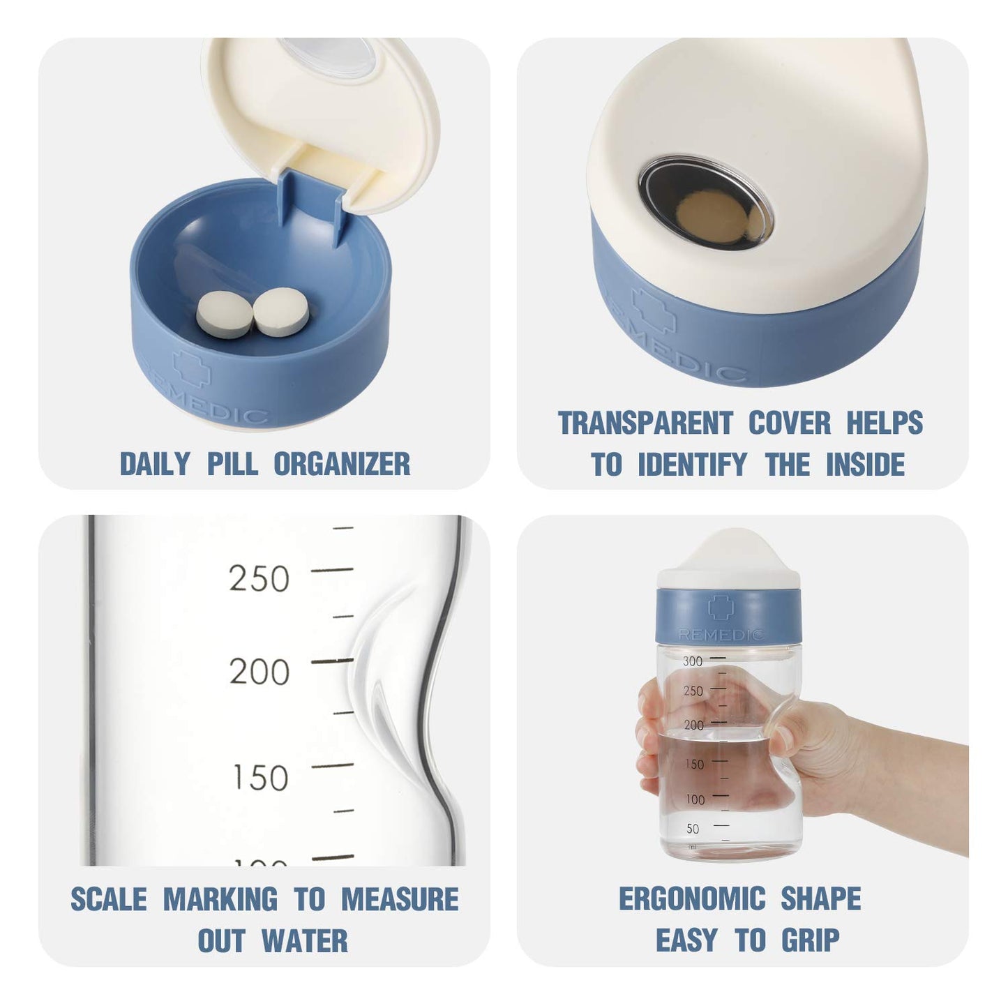 Medicine Cup with Pill Dispenser Lid (Easy-to-Use, Arthritis-Friendly)