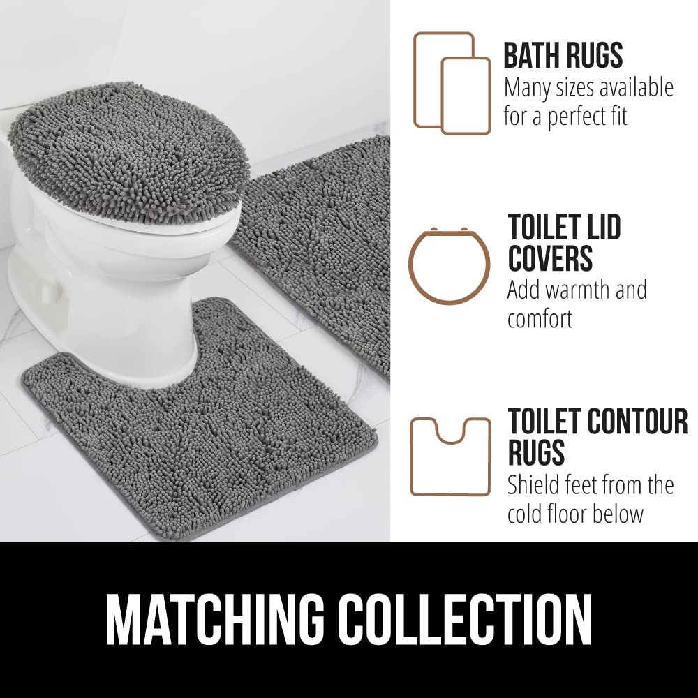 Gorilla Grip Bath Rug Mat, Thick Soft Absorbent Chenille, Quick Dry Microfiber Mats, Rubber Backing Machine Washable Shower Floor Rugs, Bathmat Runner, Bathroom Home Decor Accessories, 24x17, Grey