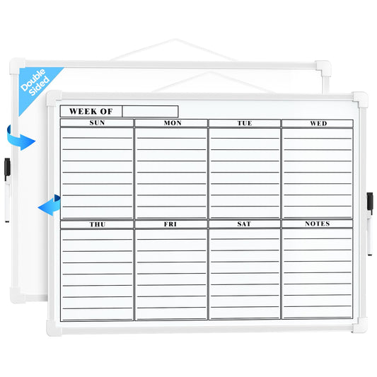 Weekly Planner Dry Erase Board, 16"x12" Double-Sided Weekly Calendar