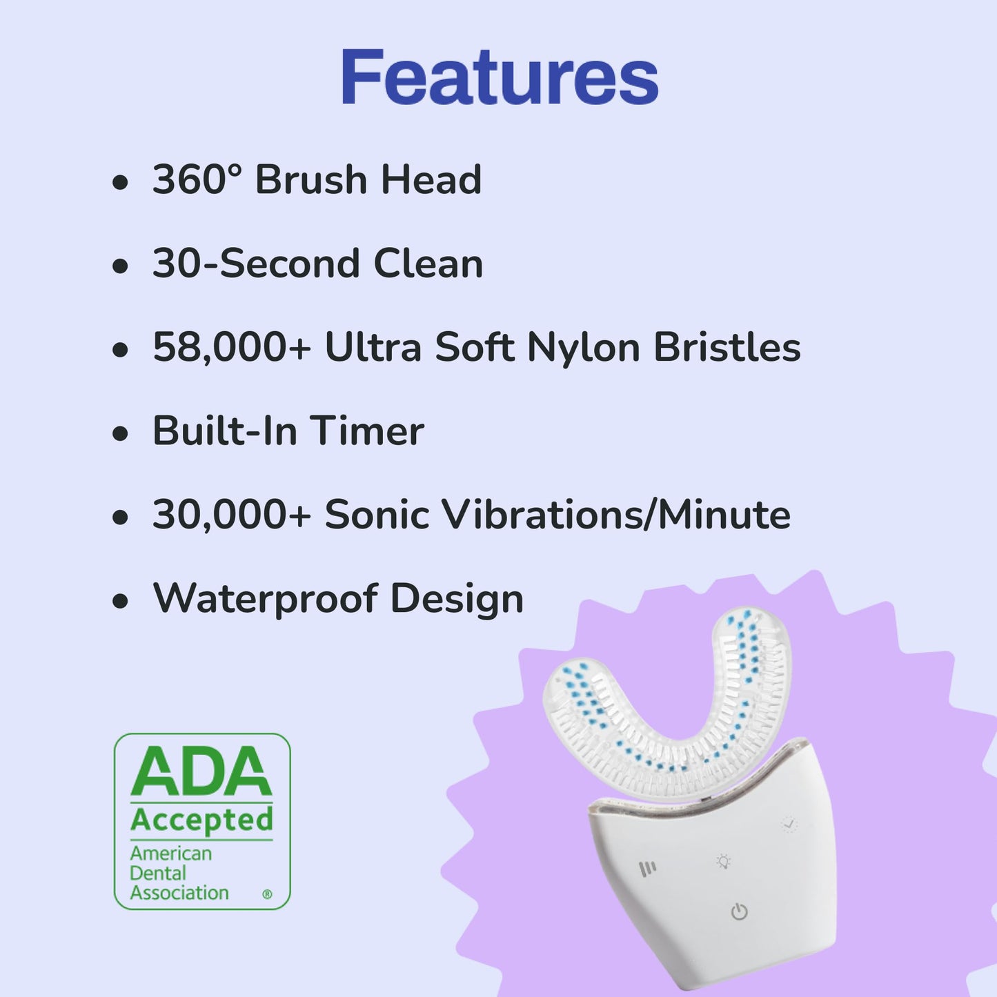 Autobrush Sonic Pro U Shaped Adult Electric Toothbrush