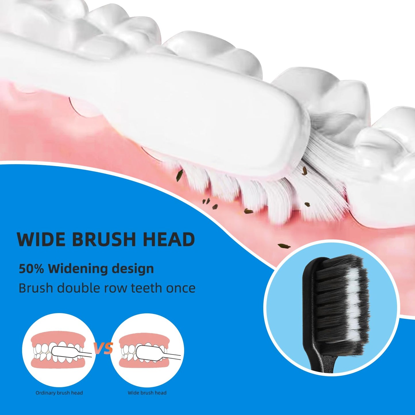 6 Pack Extra Soft Toothbrushes for Adults Sensitive Teeth and Gums,1 Pack Tongue Brush, Toothbrushes Soft with 10000 Bristle for Pregnant Women, Elderly and Gum Recessions