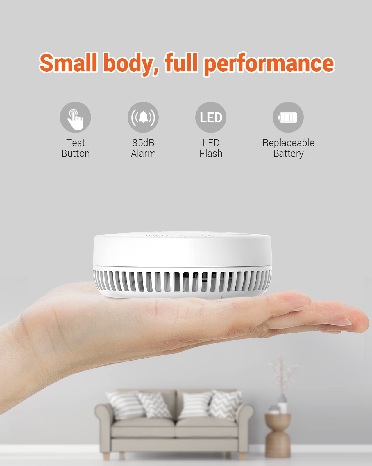 Jemay Battery-Operated Smoke Detector, Enhanced Photoelectric Sensor Smoke Detector Fire Alarm, LED Indicator & Silence Button Smoke Detectors, Fire Detector Safety for Home and Bedroom, 3 Pack