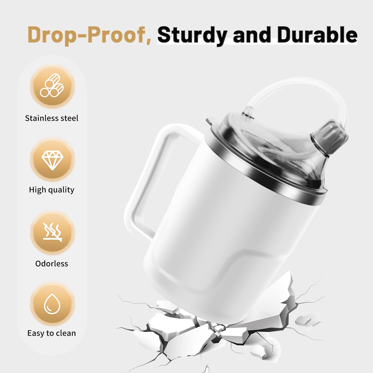 Adult, 14oz Spill Proof Cup, 3 in 1 Stainless Steel No Spill Feeding Cup