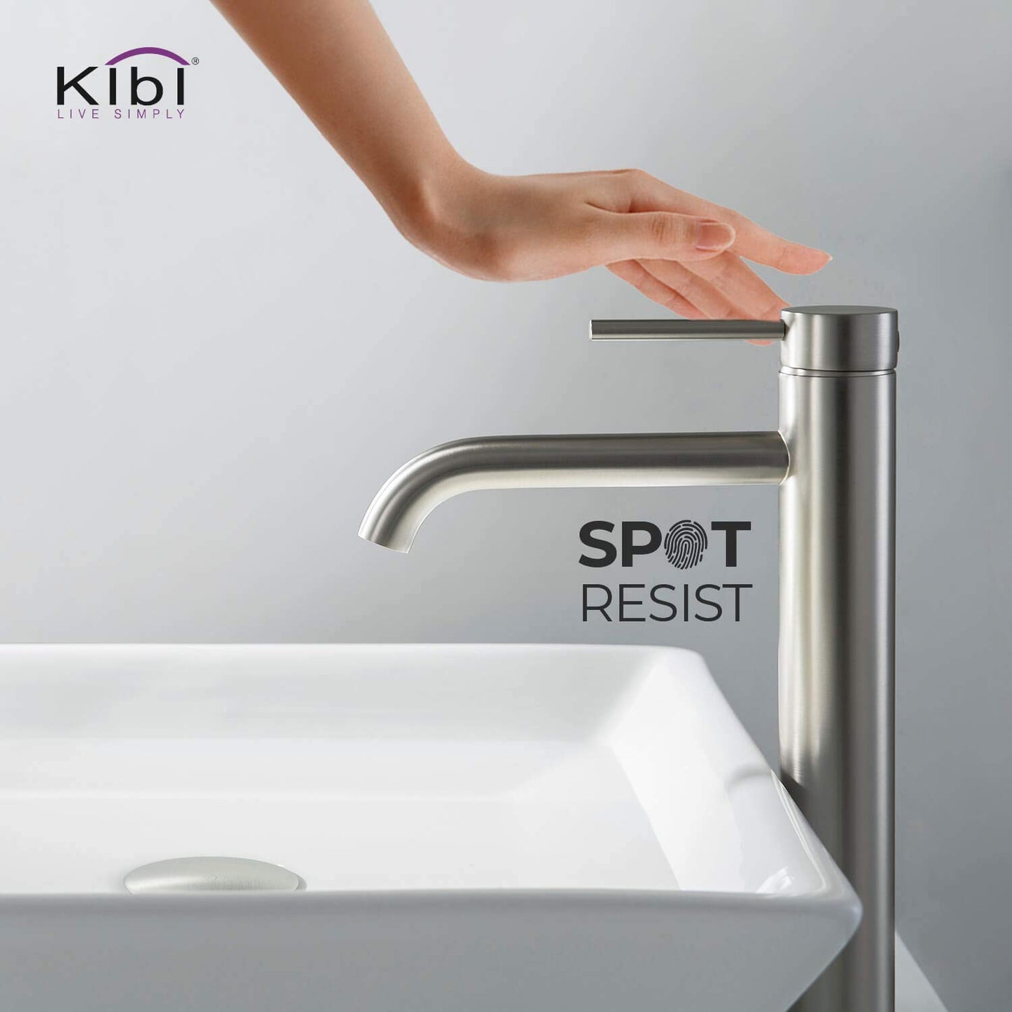 KIBI KBF1009 Solid Brass Single Handle Single Hole Circular Faucet for Bathroom Sink with Pop Up Drain | High Arc Faucet Spout Design | Corrosion and Rust Resistant | Brushed Nickel