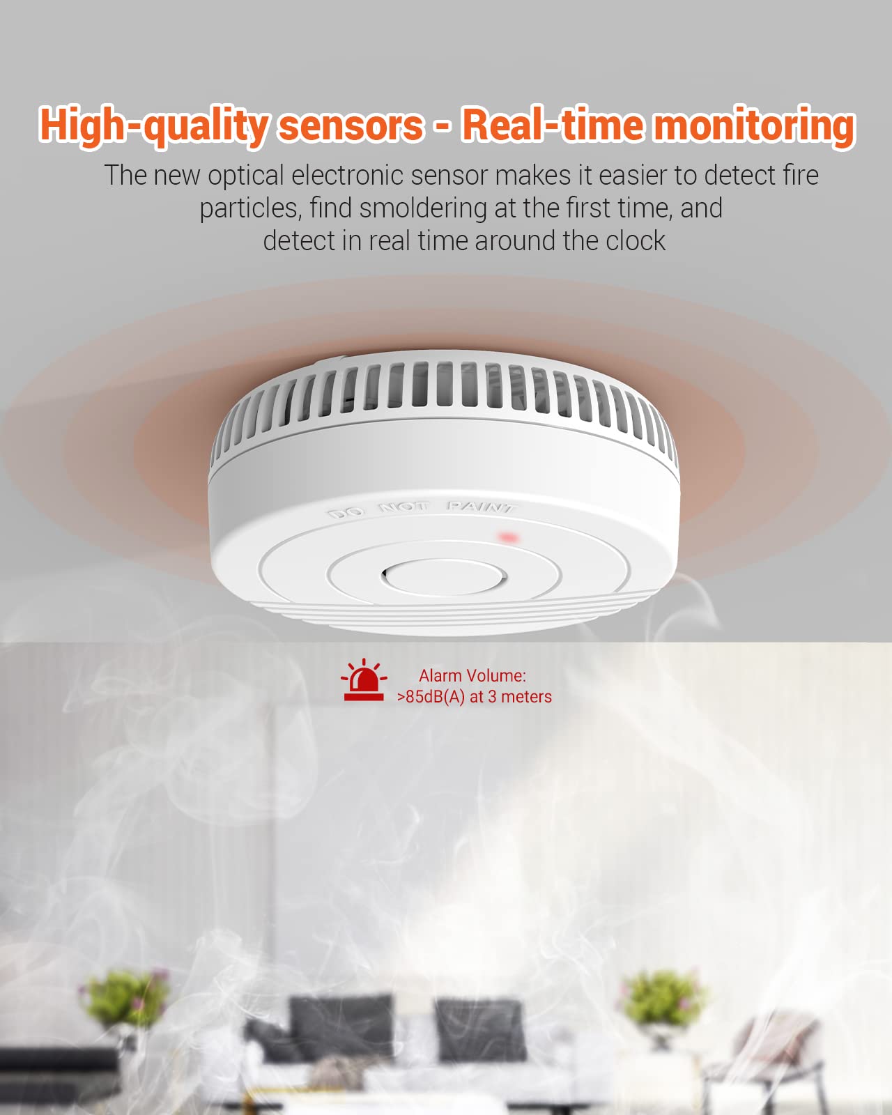 Jemay Battery-Operated Smoke Detector, Enhanced Photoelectric Sensor Smoke Detector Fire Alarm, LED Indicator & Silence Button Smoke Detectors, Fire Detector Safety for Home and Bedroom, 3 Pack