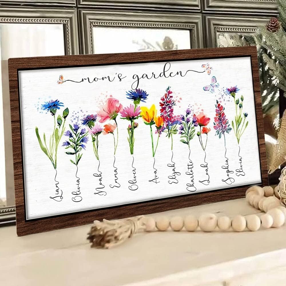 Personalized Grandma's Garden Frame Sign With Grandchildren Names - Chrismas Gifts For Nana - Chrismas Gifts For Mom - Mom Gifts - Chrismas Gifts For Mom - Chrismas Gifts For Mama - Mom Gifts
