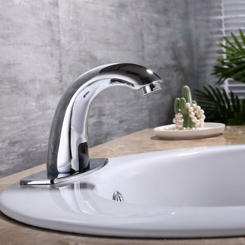 Charmingwater Touchless Bathroom Sink Faucet, Motion Automatic Sensor Faucet with Hole Cover Plate, Chrome