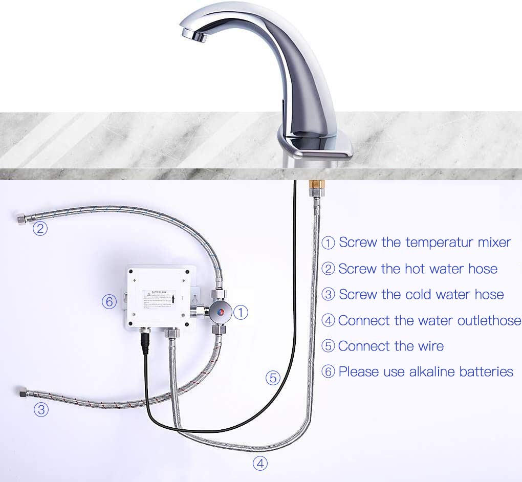 Charmingwater Touchless Bathroom Sink Faucet, Motion Automatic Sensor Faucet with Hole Cover Plate, Chrome