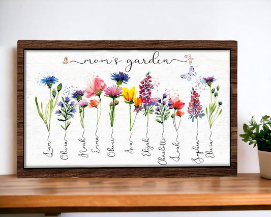 Personalized Grandma's Garden Frame Sign With Grandchildren Names