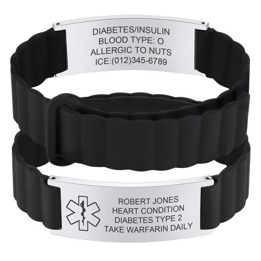 Comfortable Medical ID Bracelet for Men & Women - Custom Engraved