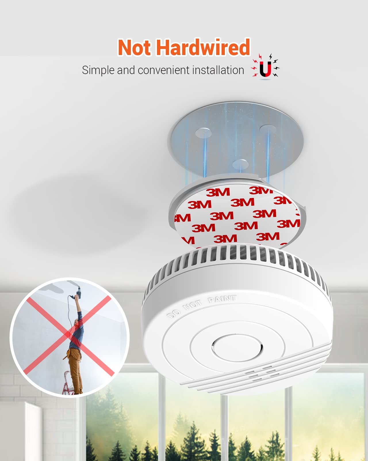 Jemay Battery-Operated Smoke Detector, Enhanced Photoelectric Sensor Smoke Detector Fire Alarm, LED Indicator & Silence Button Smoke Detectors, Fire Detector Safety for Home and Bedroom, 3 Pack