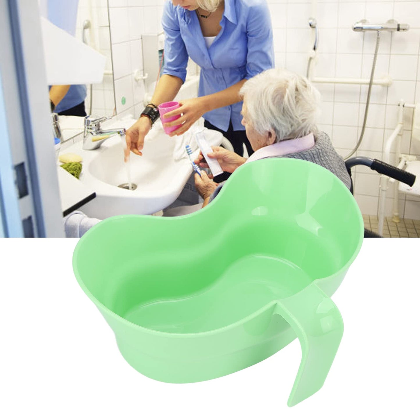 Kidney Tray Plastic,Mouth wash Basin Cup for Bed Toothbrush Elderly Emesis Stack Vomit Bowl toothbrushing Tray to Brush Teeth in Mouth Oral Care Plastic Bowls Sick Kidney Shape Large with Handle