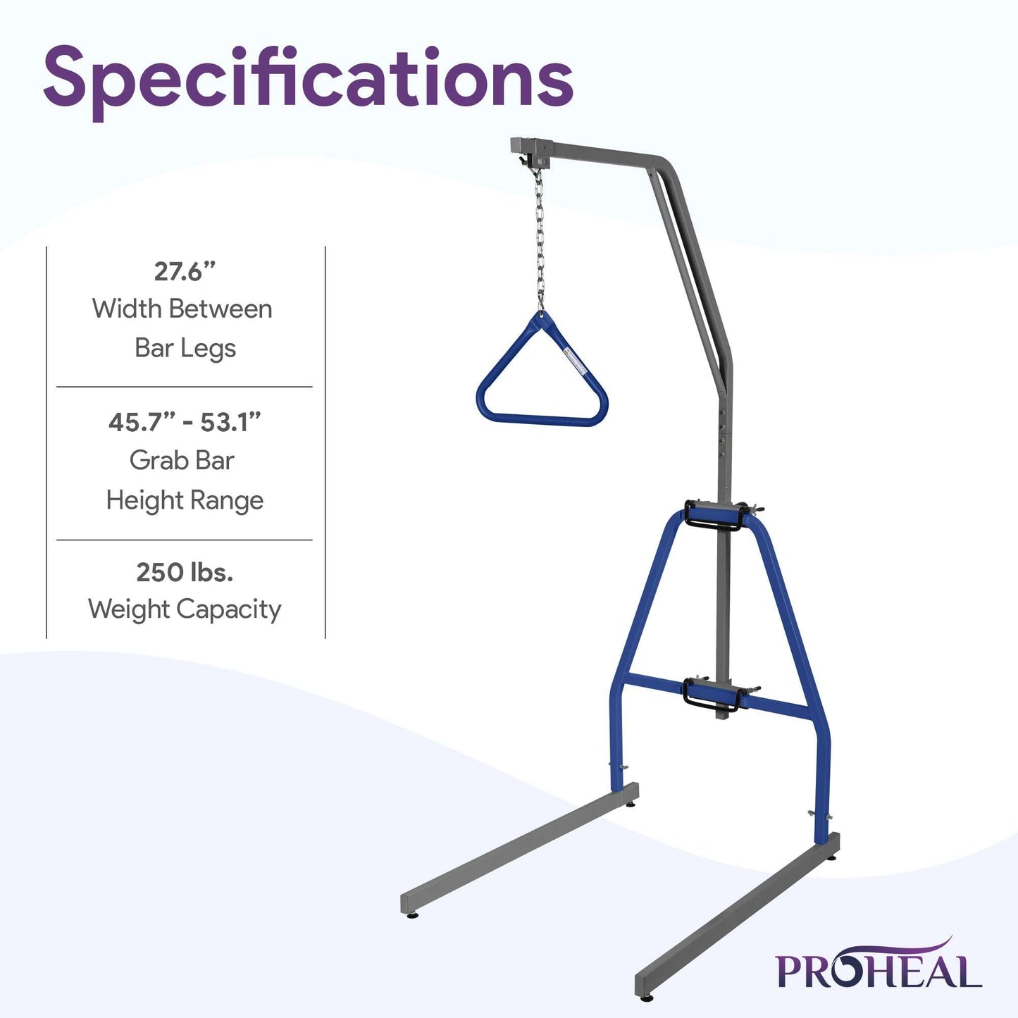 Medical Trapeze Bar for Bed Mobility - Standard Trapeze Bar Set with 250 lb. Weight Capacity - Bed Pull Up Assist for Elderly and Bedridden Patients