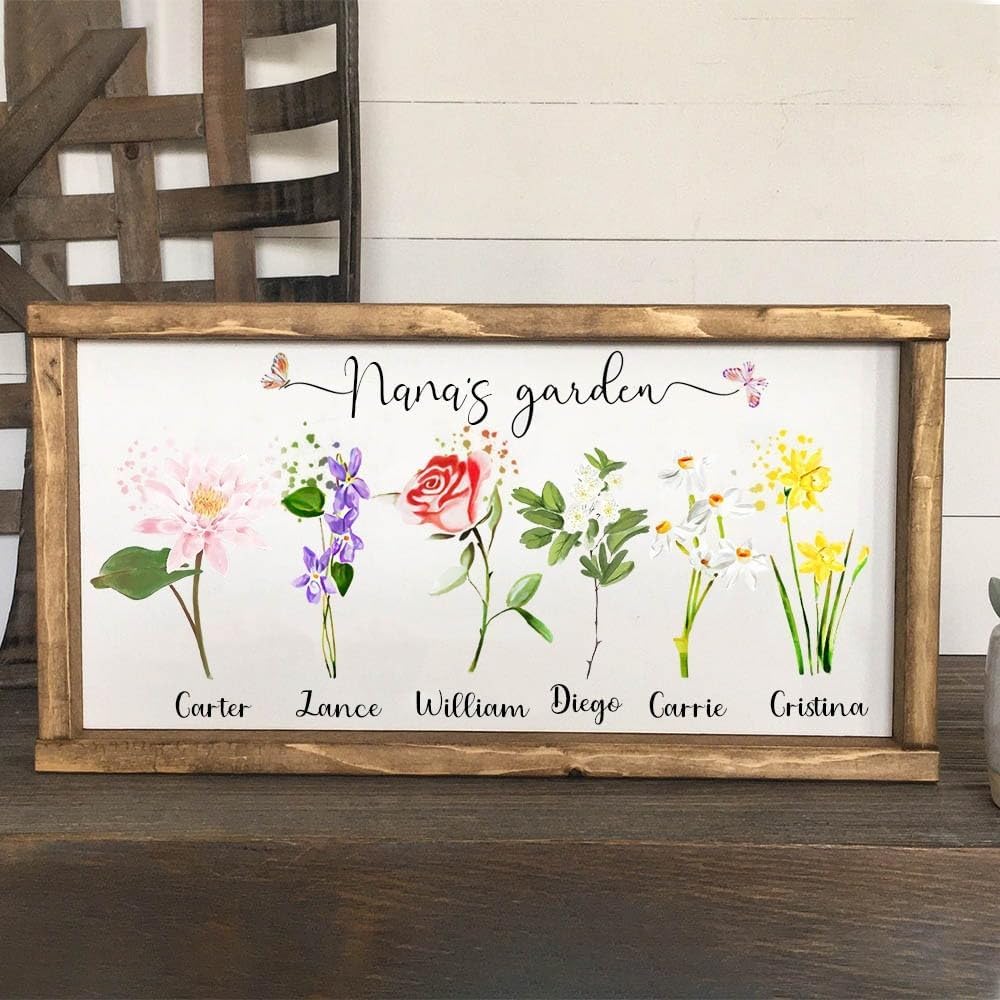 Personalized Grandma's Garden Frame Sign With Grandchildren Names - Chrismas Gifts For Nana - Chrismas Gifts For Mom - Mom Gifts - Chrismas Gifts For Mom - Chrismas Gifts For Mama - Mom Gifts