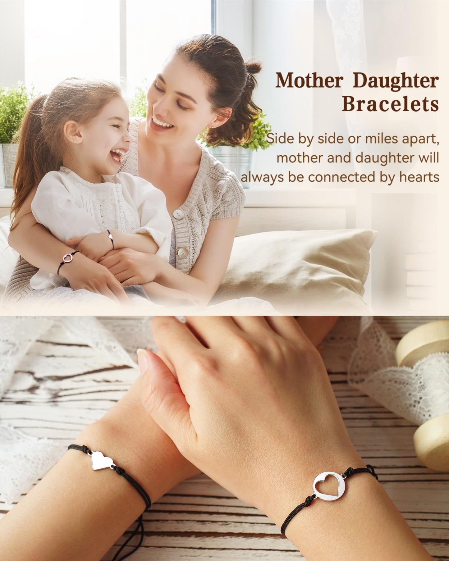 MANVEN Mothers Day Jewelry Gifts for Mom Daughter Mother Daugther Bracelets Birthday Gifts for Mom Matching Heart Bracelet