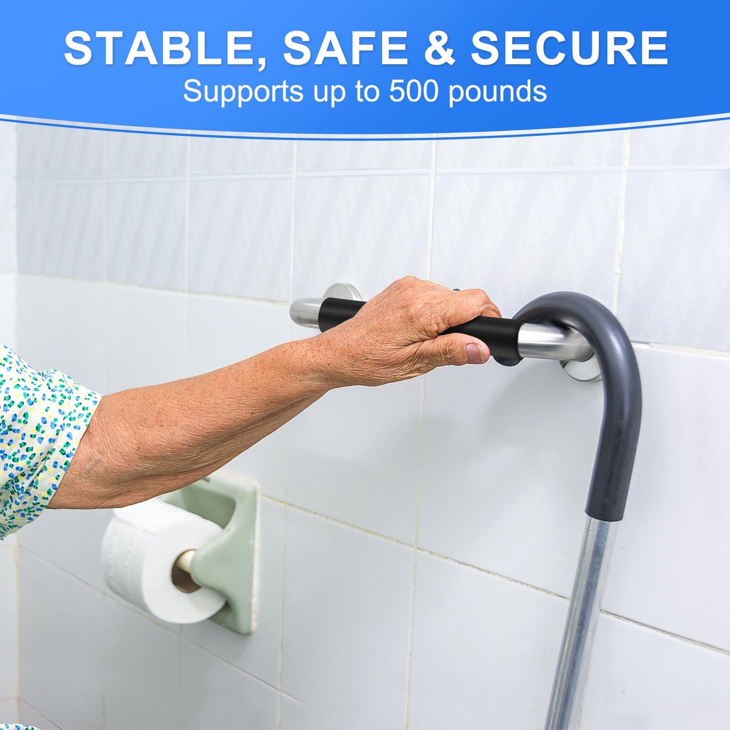 Grab Bars for Bathtubs and Showers (2 pack, 16'', Anti Slip Handicap Grab Bars for Shower and Bathroom)