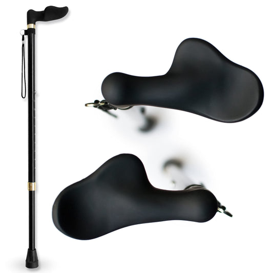 Right Hand Walking Cane with Palm Grip Orthopedic Handle