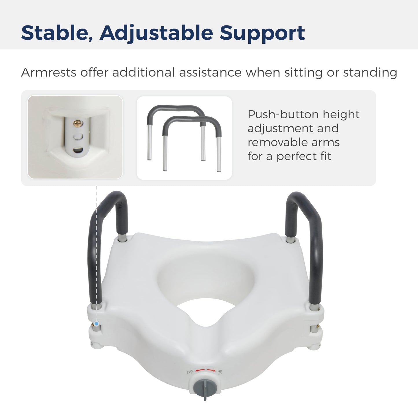 2-in-1 Raised Toilet Seat with Removable Padded Arms