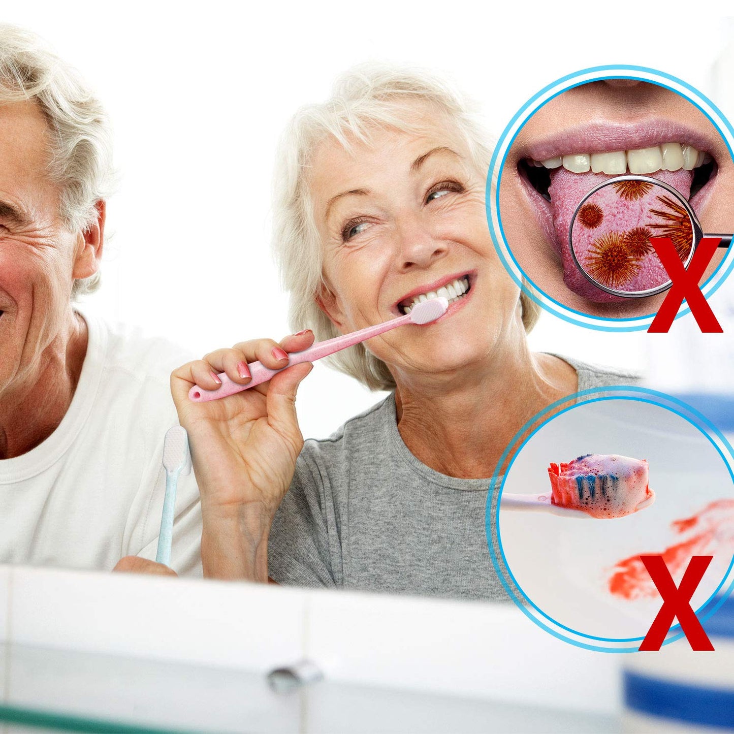 4 Pieces Extra Soft Toothbrushes for Sensitive Gums with 20000 Micro Nano Bristle for Adult Pregnant Gum Recession Elderly Braces, Protect Fragile Gums(Black, White, Pink, Blue)