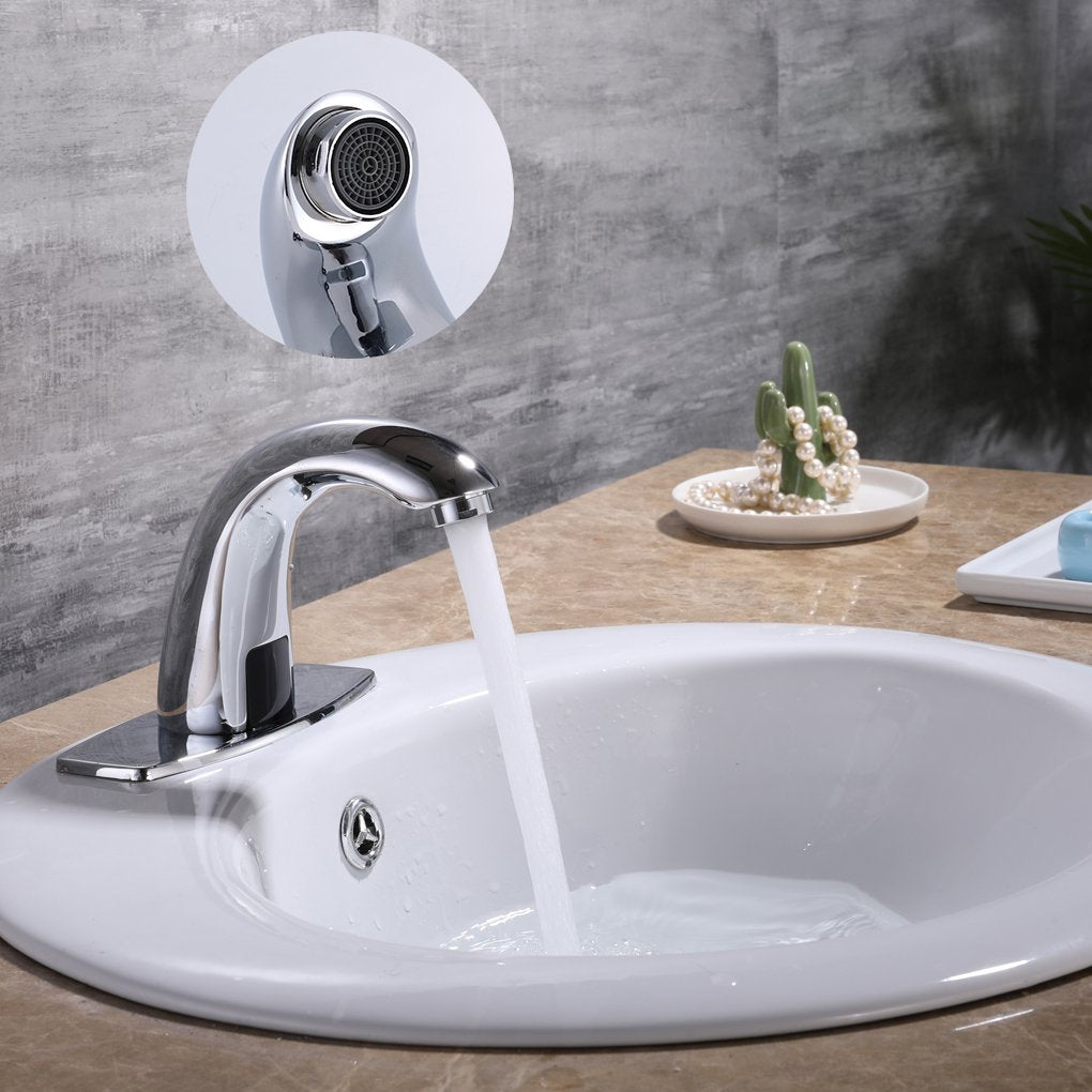 Charmingwater Touchless Bathroom Sink Faucet, Motion Automatic Sensor Faucet with Hole Cover Plate, Chrome