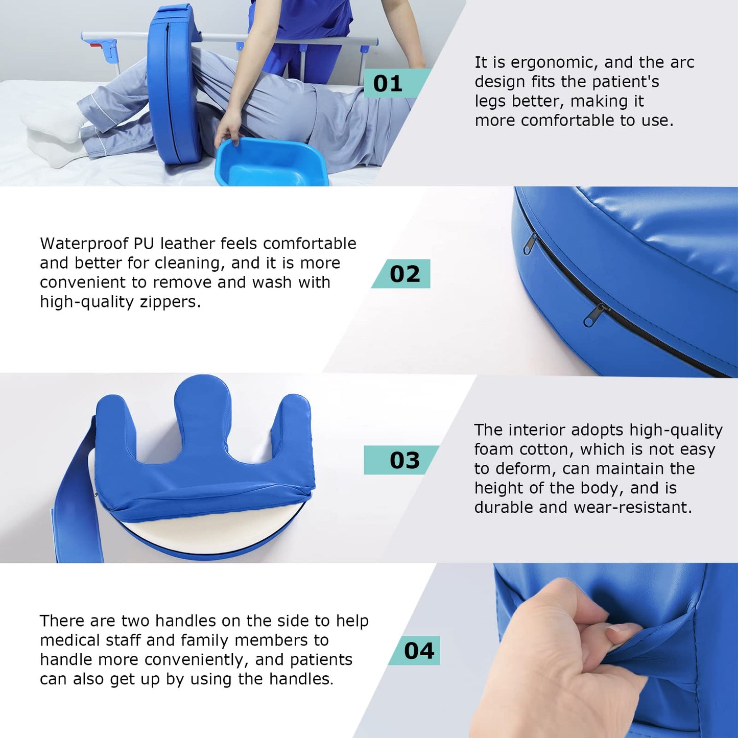 YHK Patient Turning Device, Prevent Muscle Atrophy Elderly with Removable Straps U-Shaped Multifunctional Turning Pillow, Bedridden Nursing Supplies for The Elderly(Dark Blue Straps)