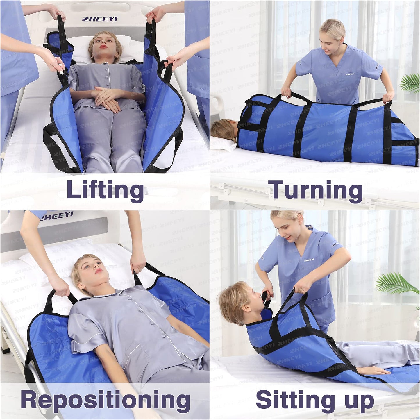 48" x 40" Positioning Bed Pad with Reinforced Handles