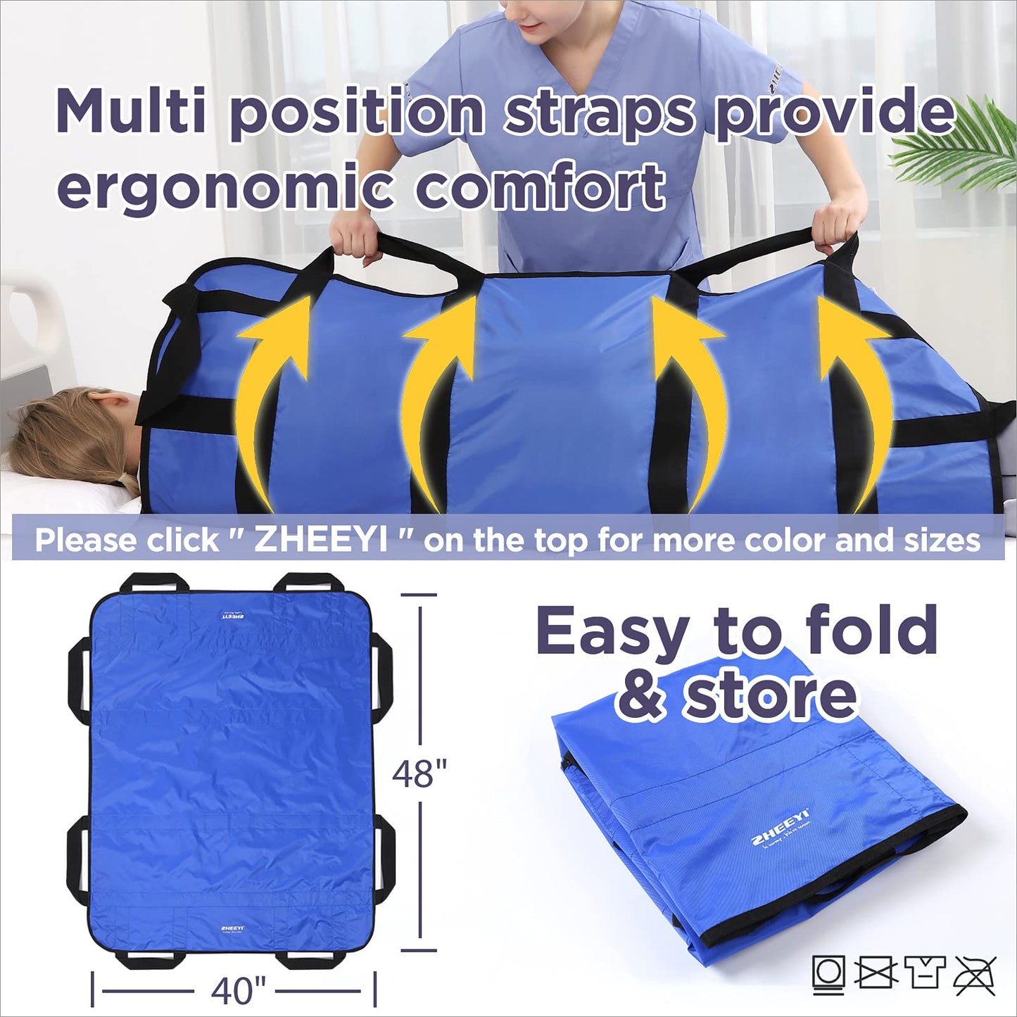 48" x 40" Positioning Bed Pad with Reinforced Handles