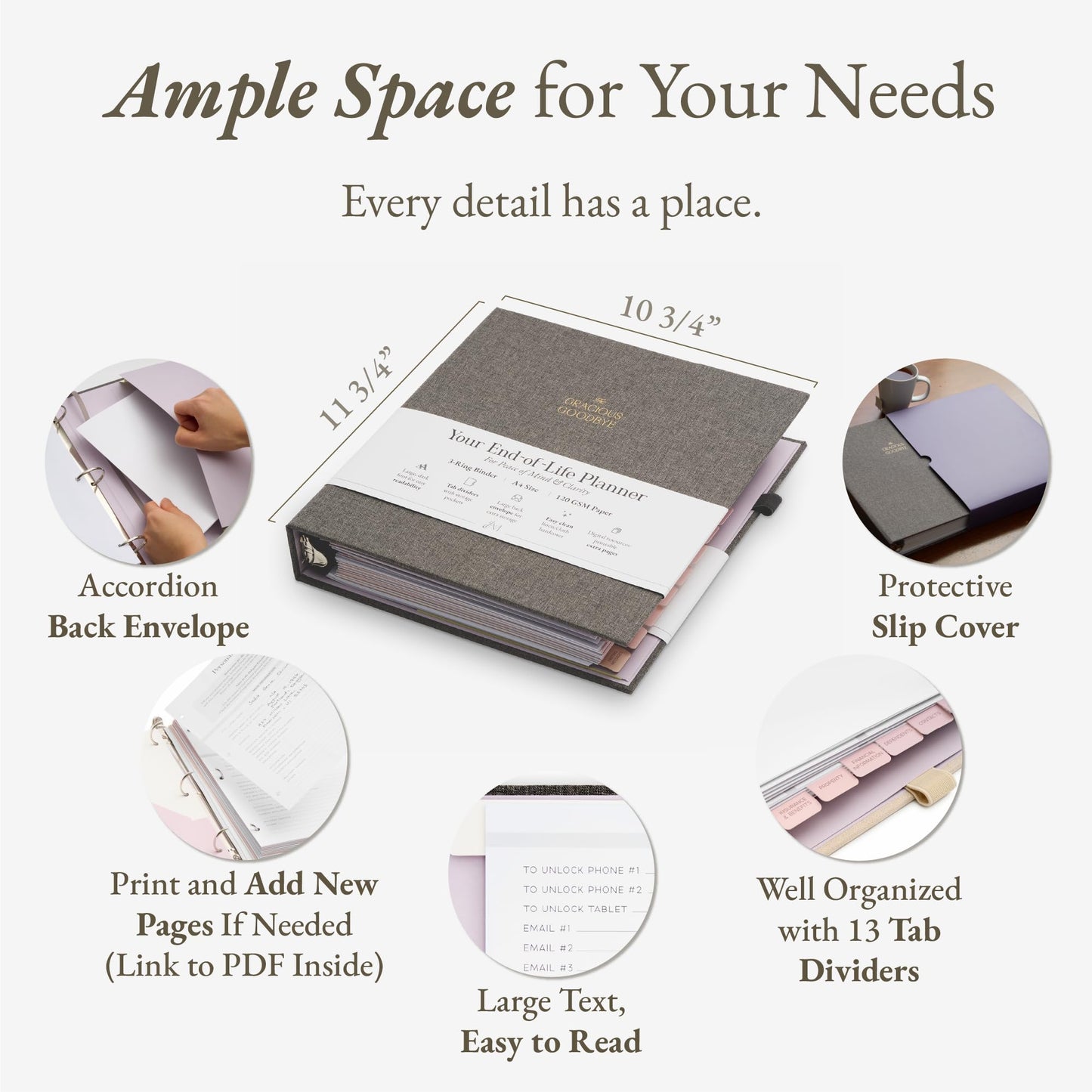 End-of-Life Planner: Gracious Goodbye โ Elegant Life Organizer for Final Wishes, Estate Planning, and Important Documents โFamily Emergency Documents