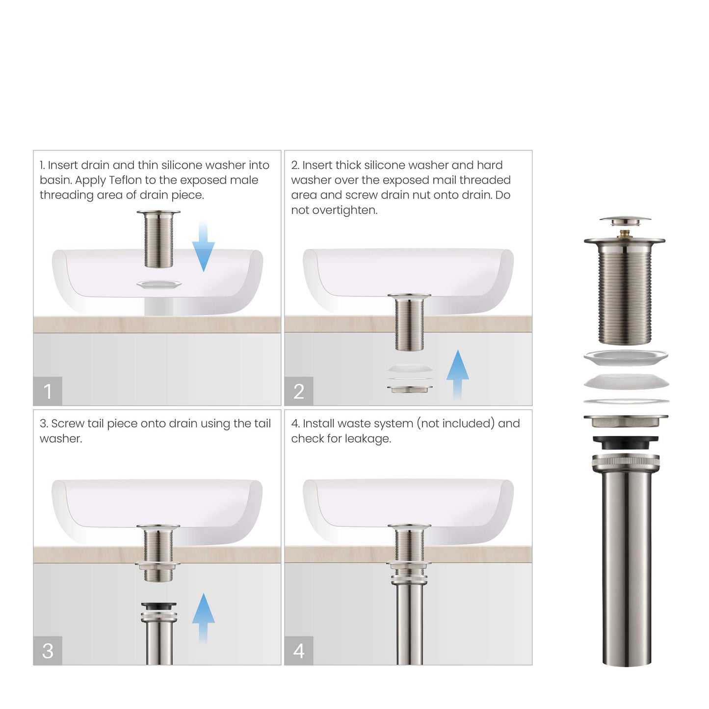 KIBI KBF1009 Solid Brass Single Handle Single Hole Circular Faucet for Bathroom Sink with Pop Up Drain | High Arc Faucet Spout Design | Corrosion and Rust Resistant | Brushed Nickel