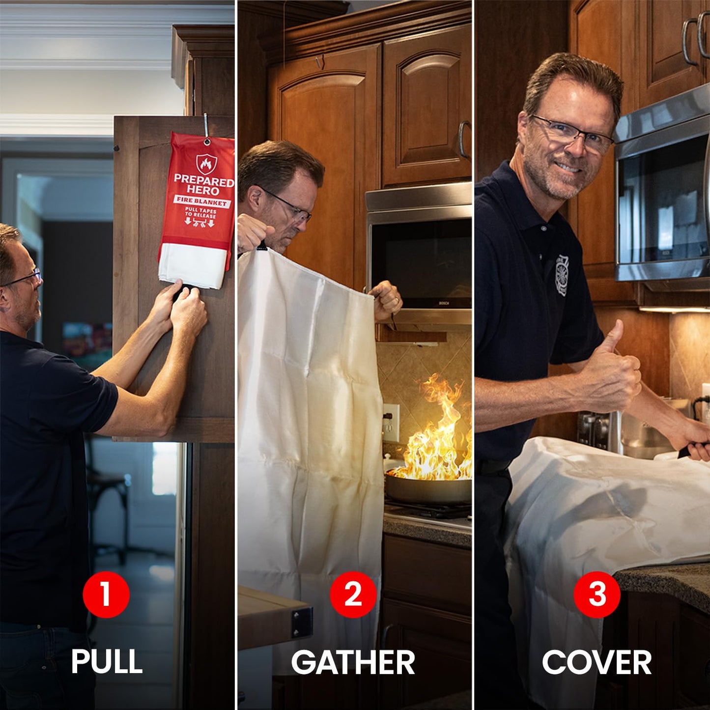 Prepared Hero Emergency Blanket - 1 Pack - Fiberglass Fire Suppression Blanket for Kitchen,Home 40” x 40” ,