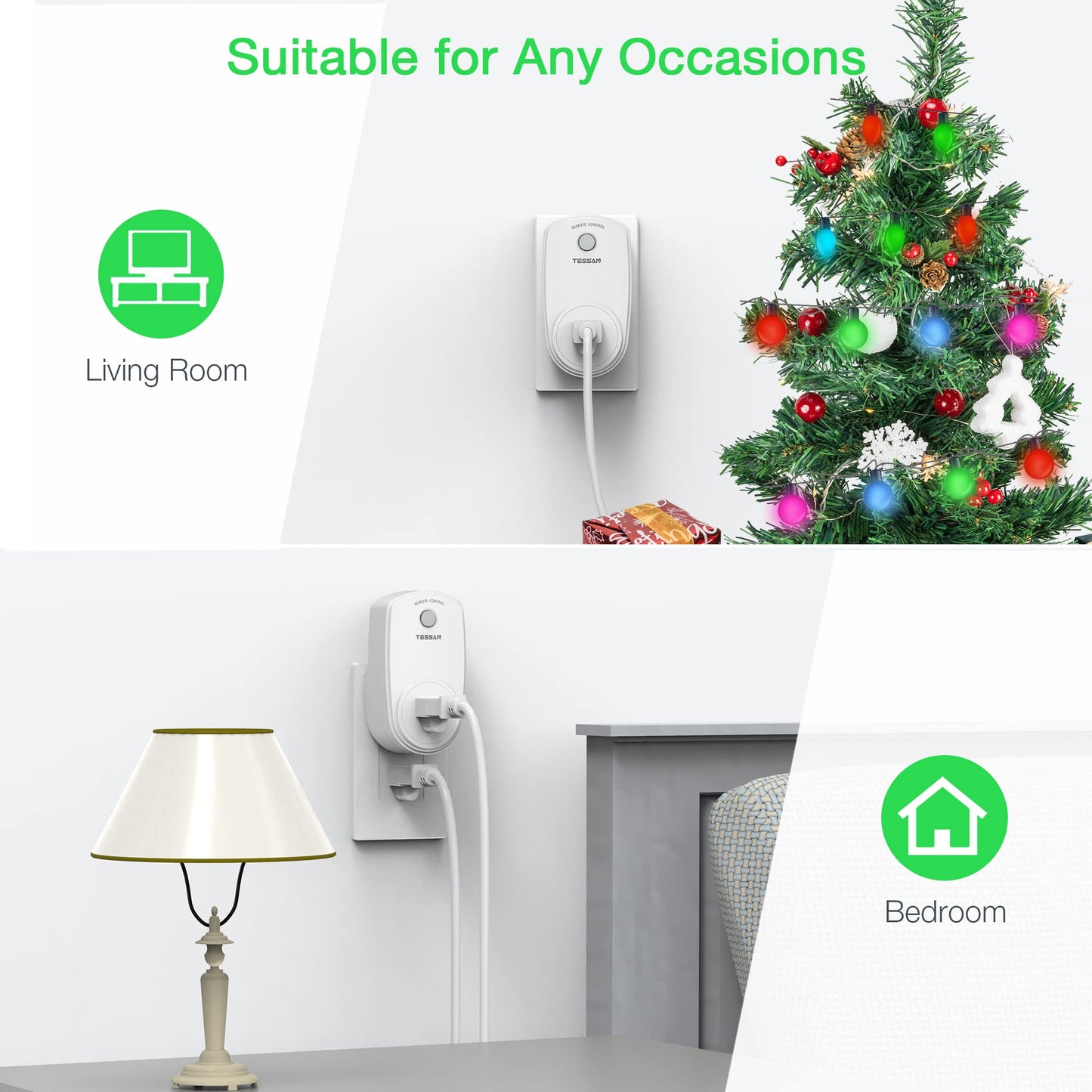 Remote Control Outlet, Wireless Electrical Plug Switch for Lights, Lamps, Fans
