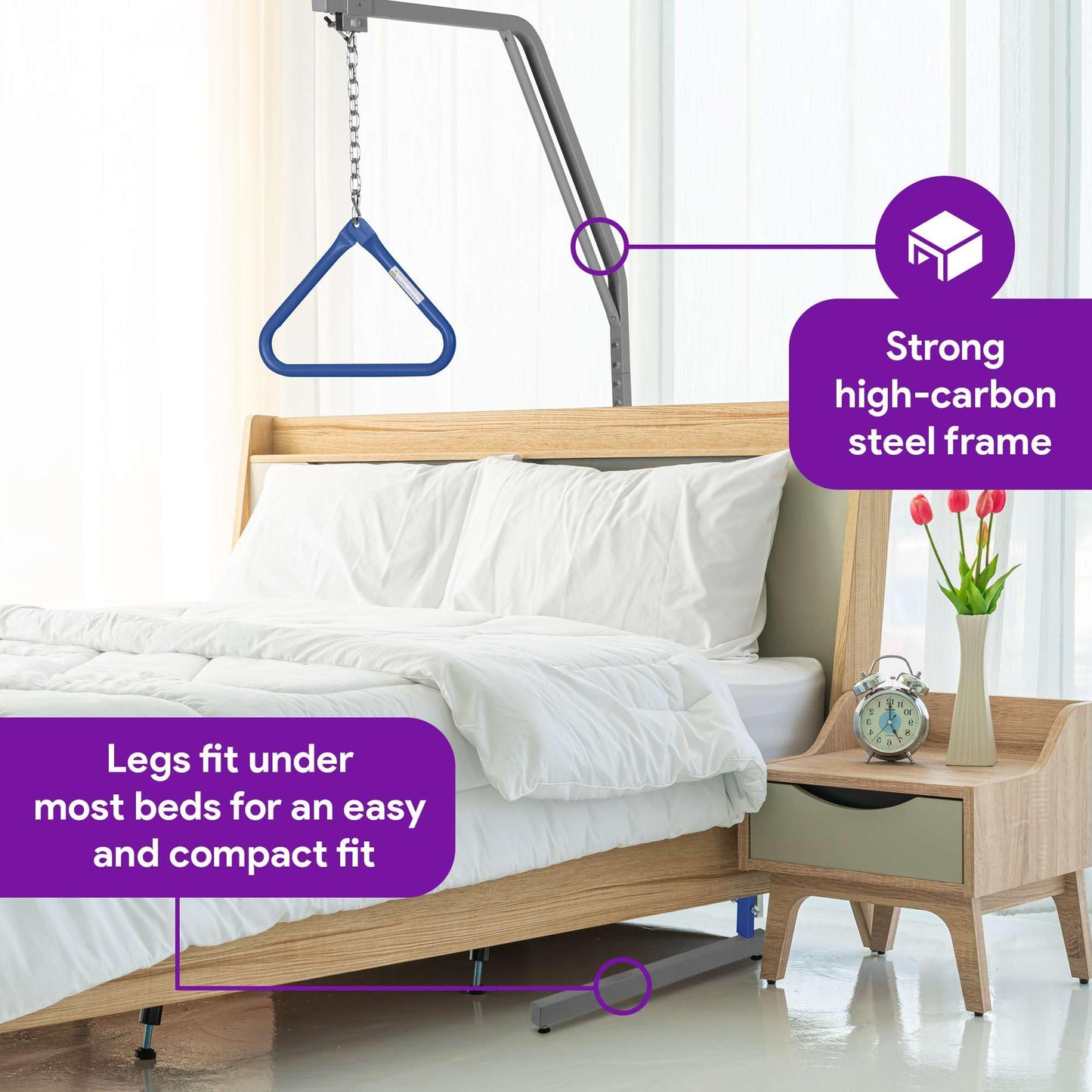 Medical Trapeze Bar for Bed Mobility - Standard Trapeze Bar Set with 250 lb. Weight Capacity - Bed Pull Up Assist for Elderly and Bedridden Patients
