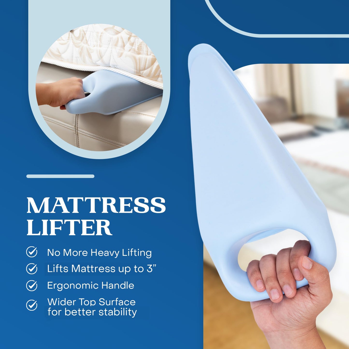 FeelAtHome Bed LIFTucker - 2in1 Bed Maker - Mattress Lifter & Bed Sheet Tucker Tool - Lift & Hold The Mattress While Changing Sheets - Tucks Fitted & Flat Bed Sheets - Bed Tucker Tool - Bed Lifter