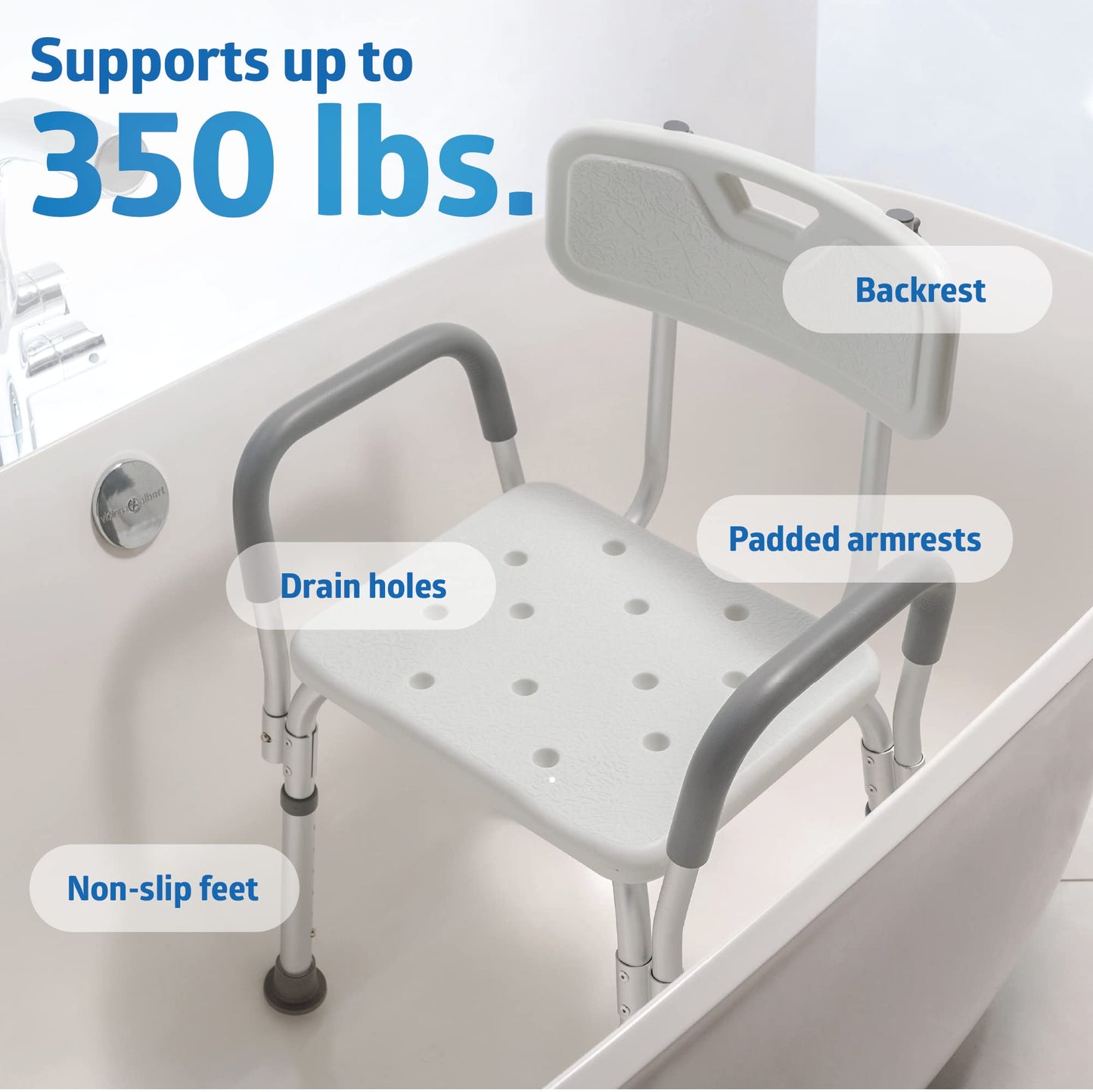 Shower Chair Seat with Padded Armrests and Back |