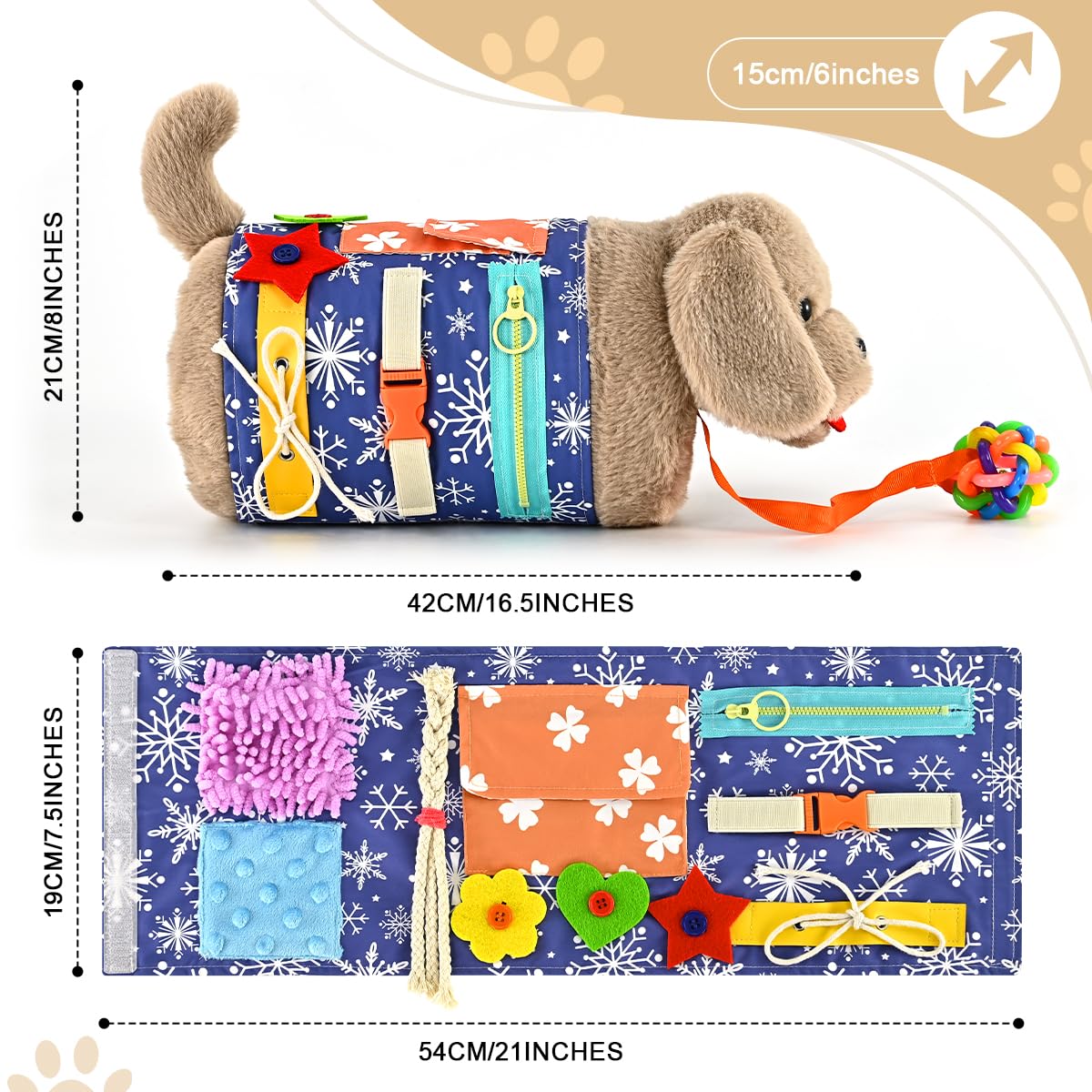 ALACCOM Fidget Blanket and Muff Dog for Adults with Dementia,Alzheimers Dementia Activities Products for Seniors and Elderly,Gift Game and Sensory Fidget Toys for Alzheimer’s or Dementia