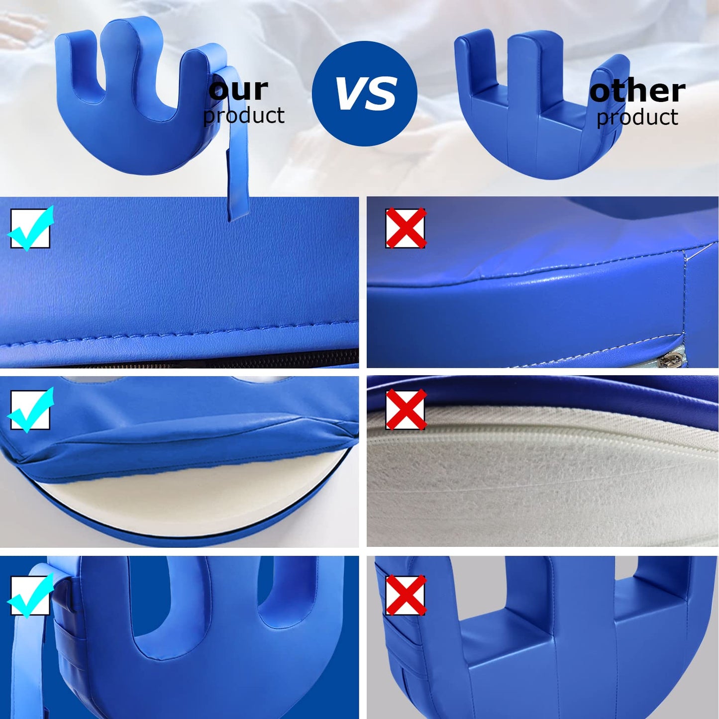 YHK Patient Turning Device, Prevent Muscle Atrophy Elderly with Removable Straps U-Shaped Multifunctional Turning Pillow, Bedridden Nursing Supplies for The Elderly(Dark Blue Straps)