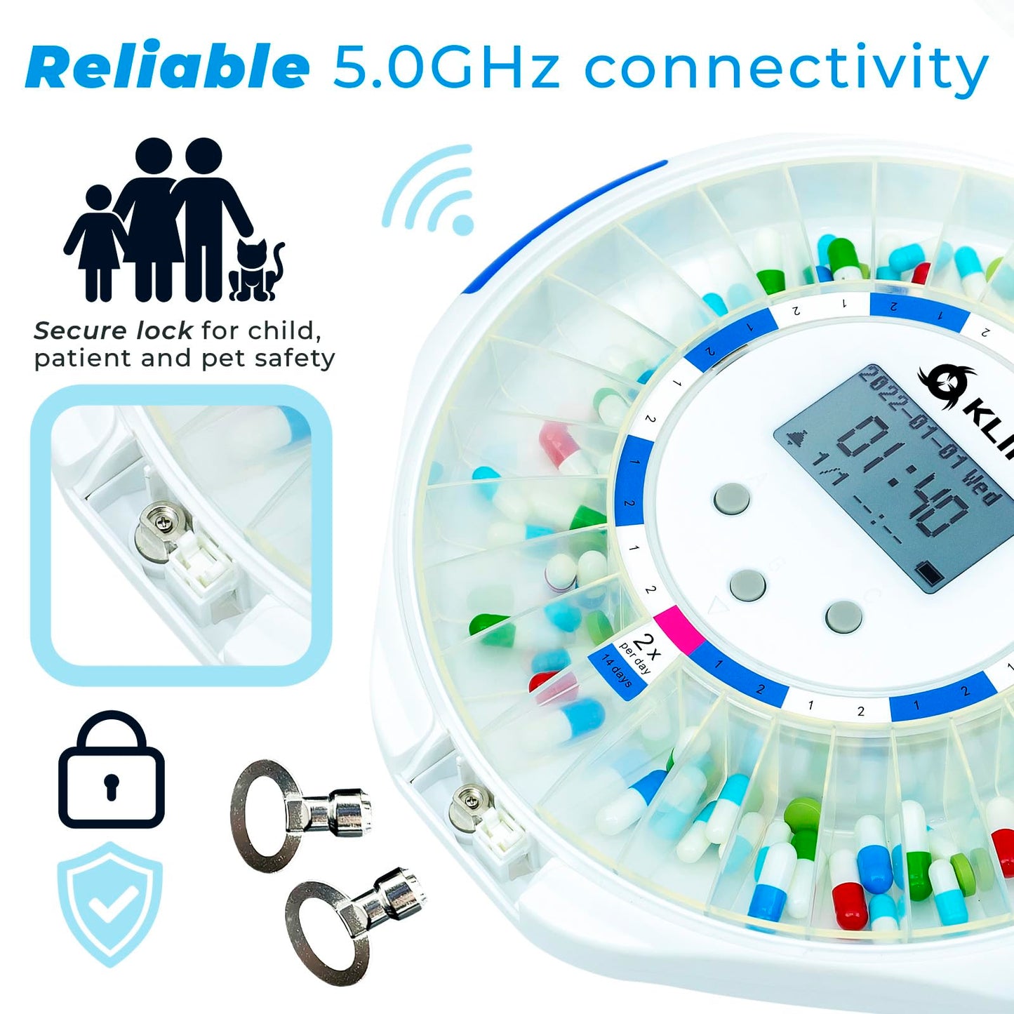 Smart Pill Dispenser Machine with Alarm + WiFi App Monitoring