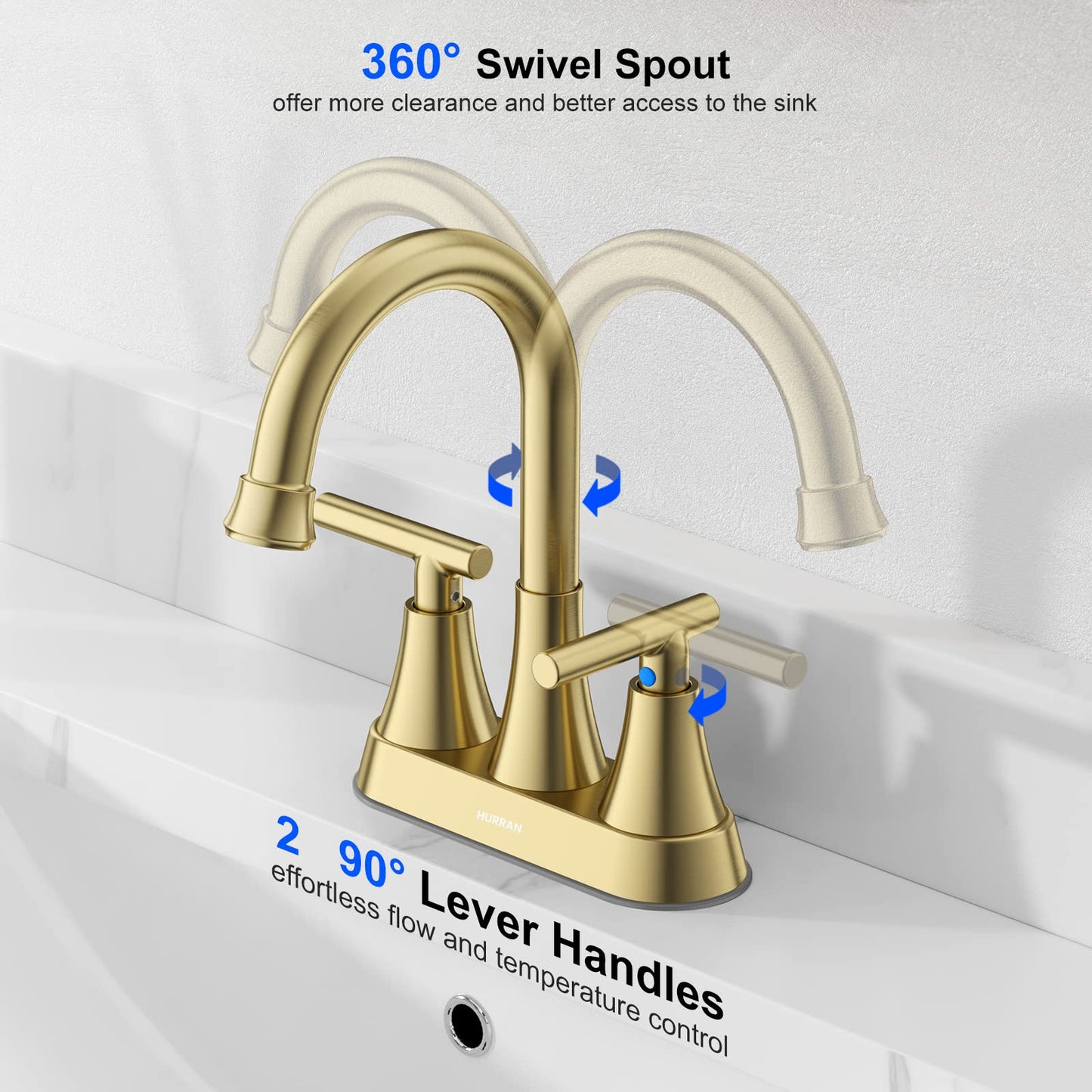 Brushed Gold Bathroom Sink Faucet