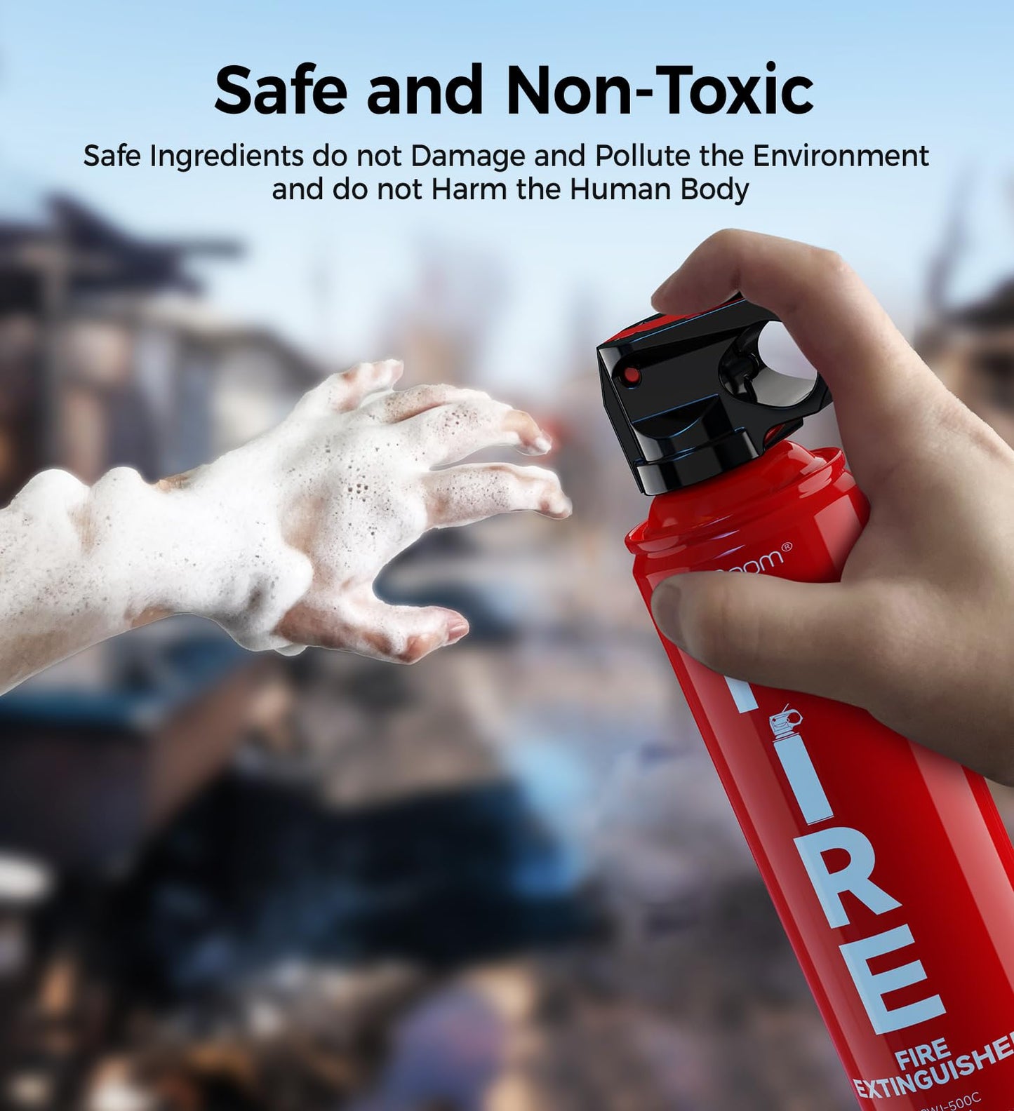 Fire Extinguisher Emergency Survival Kits with Installation Bracket,1pack,erosol,Water-Based A, B, C, K Extinguisher with 6-Year Warranty and Easy Storage.MSWJ-500C.