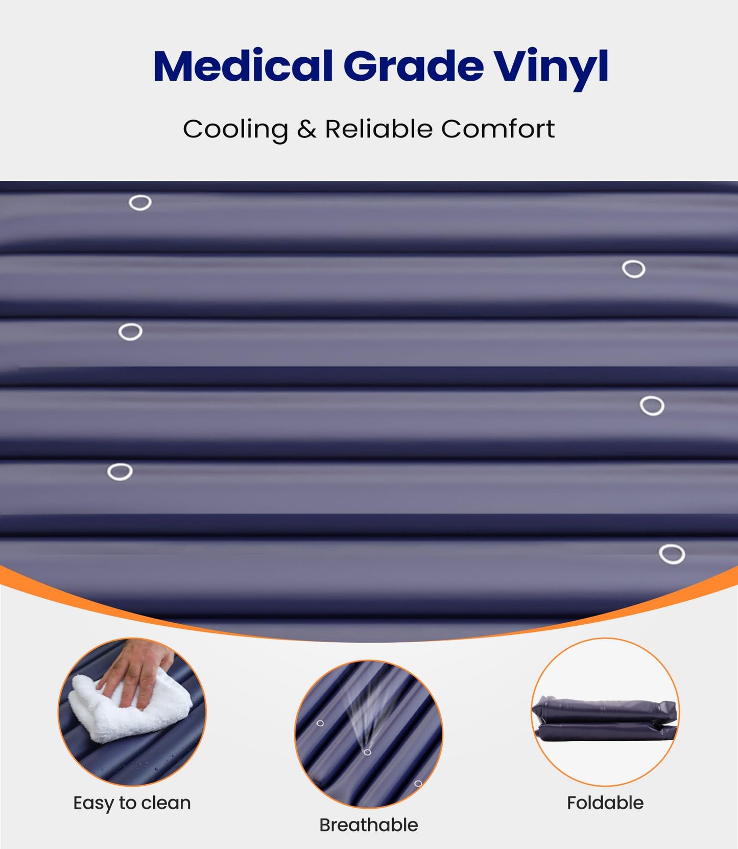 VOCIC Alternating Air Pressure Mattress Pad, Bed Sore Prevention Solution Mattress Topper with 6-Setting Pump, Waterproof Pressure Ulcer Cushion Pad for Hospital Beds and Home (S12VA, Blue)