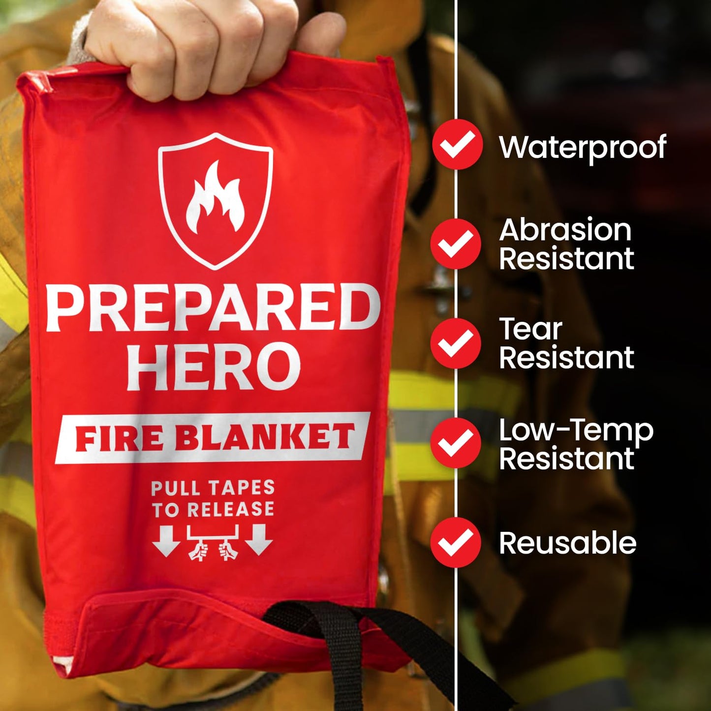 Prepared Hero Emergency Blanket - 1 Pack - Fiberglass Fire Suppression Blanket for Kitchen,Home 40” x 40” ,