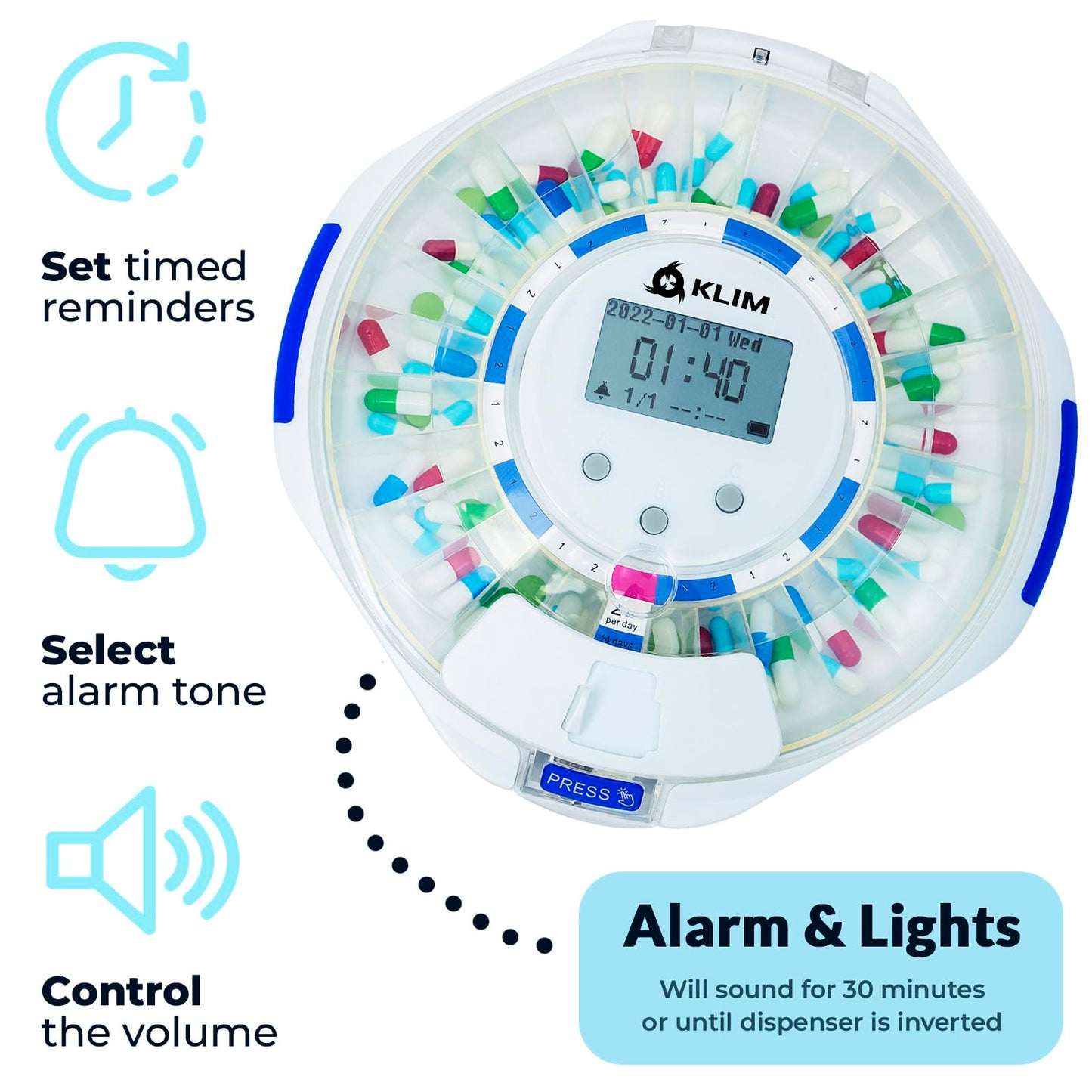 Smart Pill Dispenser Machine with Alarm + WiFi App Monitoring