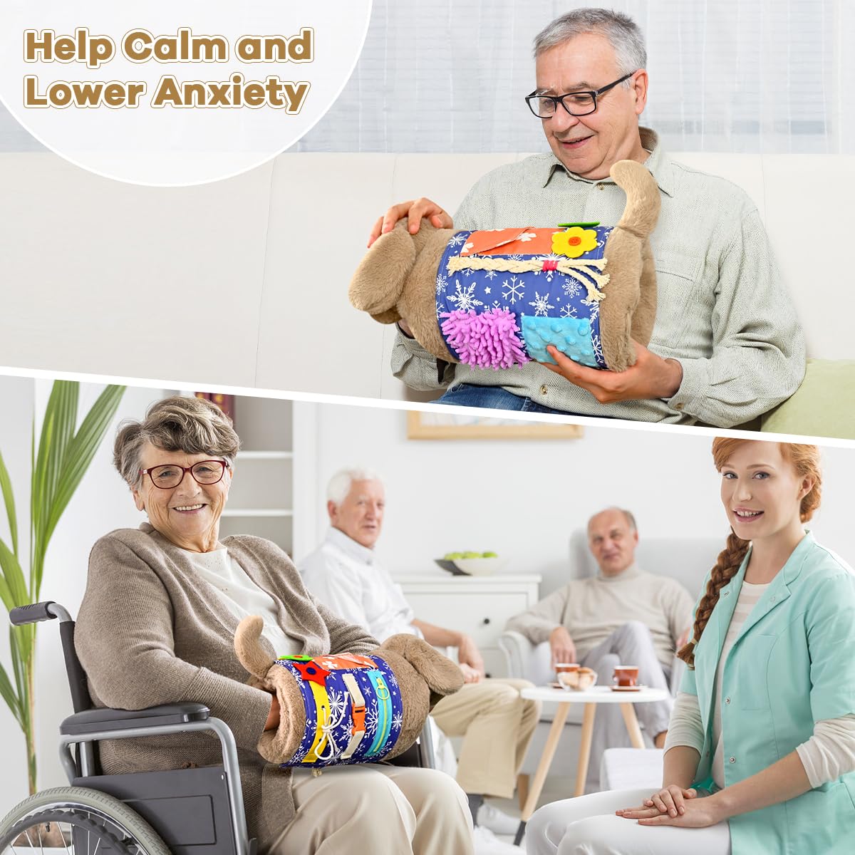 ALACCOM Fidget Blanket and Muff Dog for Adults with Dementia,Alzheimers Dementia Activities Products for Seniors and Elderly,Gift Game and Sensory Fidget Toys for Alzheimer’s or Dementia