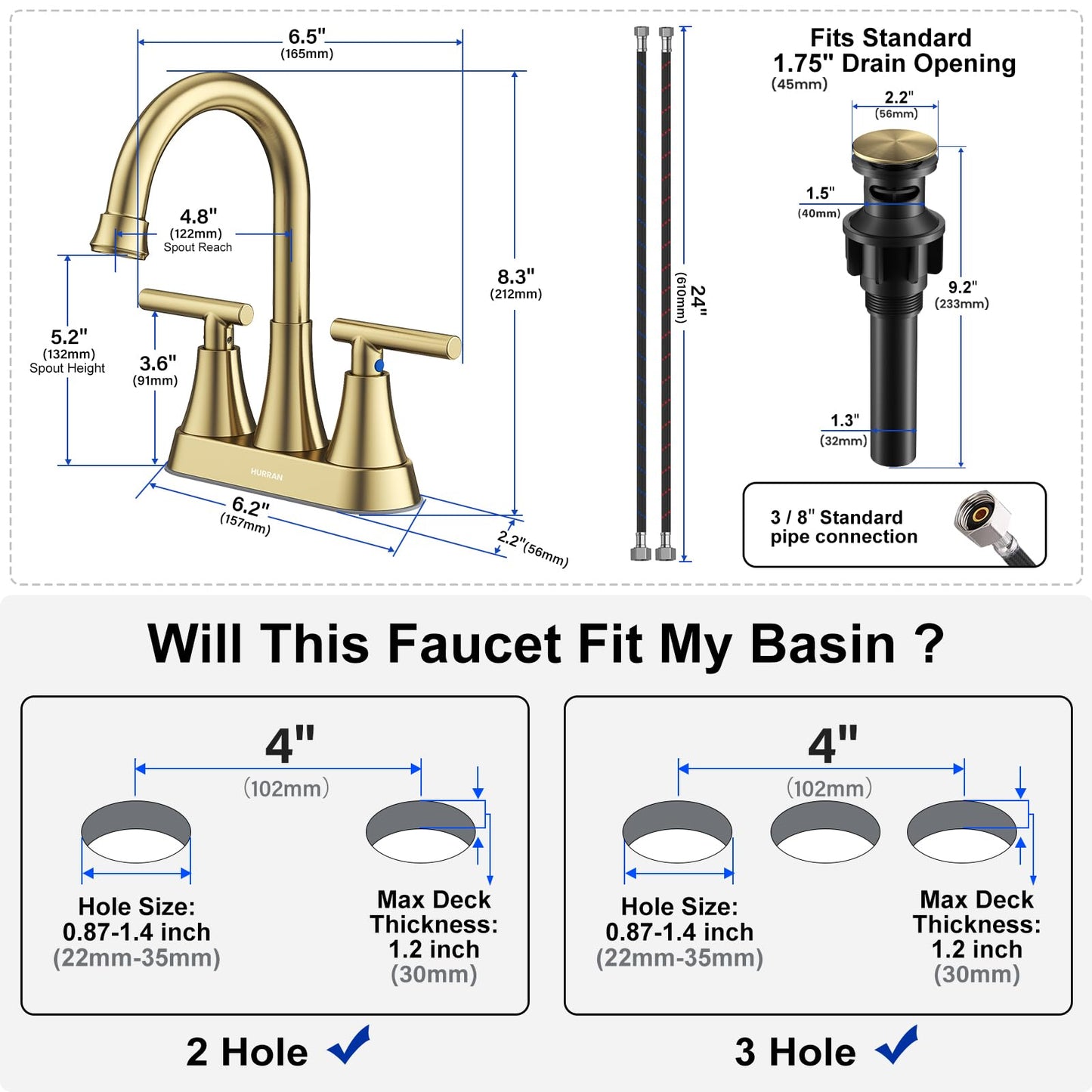 Brushed Gold Bathroom Sink Faucet