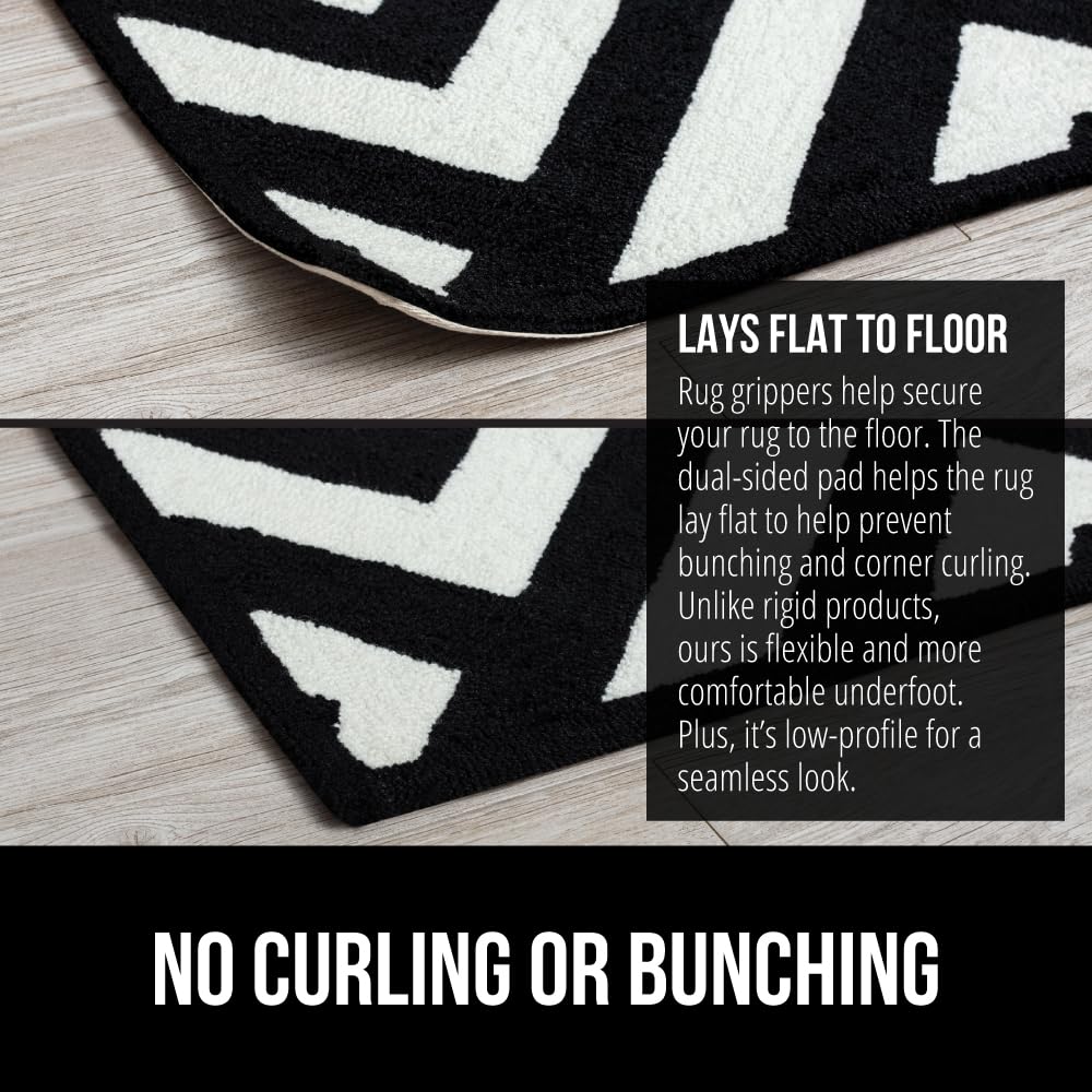 GORILLA GRIP 8 Pack Rug Gripper Pads, Keep Area Rugs Corners from Curling and Bunching, Reusable Dual-Sided Flexible Sticky Pad, Grips Floor Underlayment, Hold Carpet in Place on Hardwood Floors
